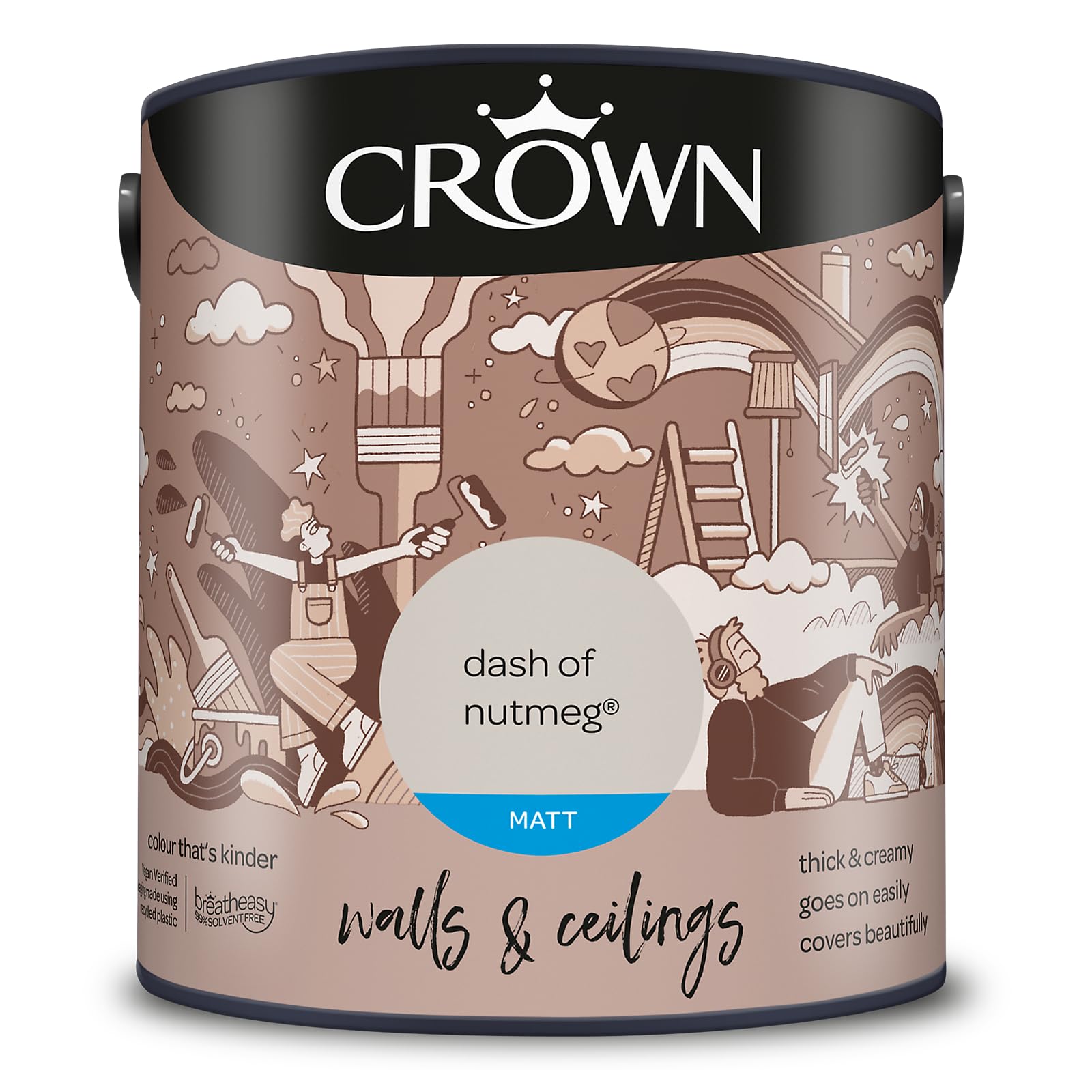 Crown Paints Crown Walls And Ceilings Dash Of Nutmeg Matt Emulsion Paint 5L