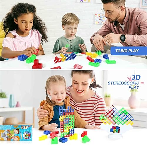Miniatura 4 de Stack Attack Tower Stacking Balance Game Mini Cooperative Board Team Building Juguete para niños y adultos (48 piezas)