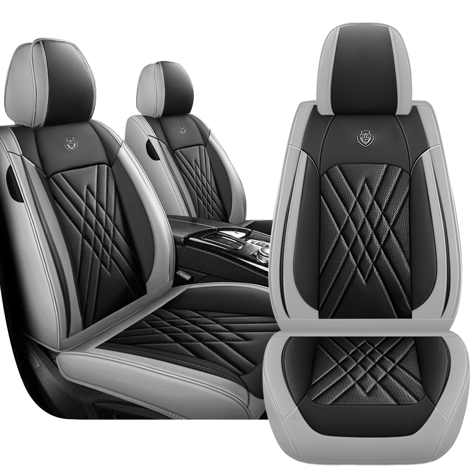 - Car Seat Covers for Dodge Nitro 2007-2011, 2 Piece Set Nappa Leather Non-Slip Seat Protectors, Breathable Seat Cover Set. (Standard 2 Seats, Black Grey)