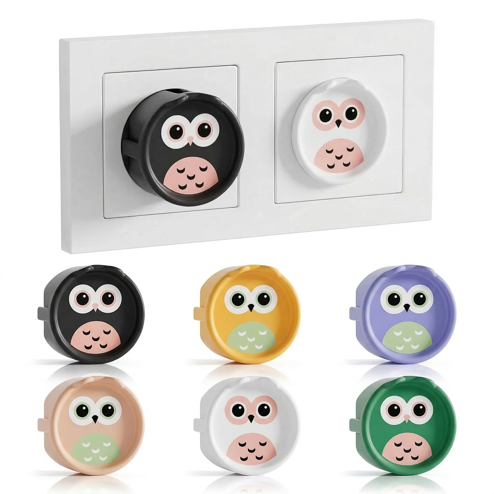 Protector Enchufes para Bebes, 6 Piezas Cubre Enchufes Bebe, Fundas Decorativas,para Enchufe de Bebés, Cocinas, Baños, Protectores de Enchufe a Prueba de Salpicaduras (B)