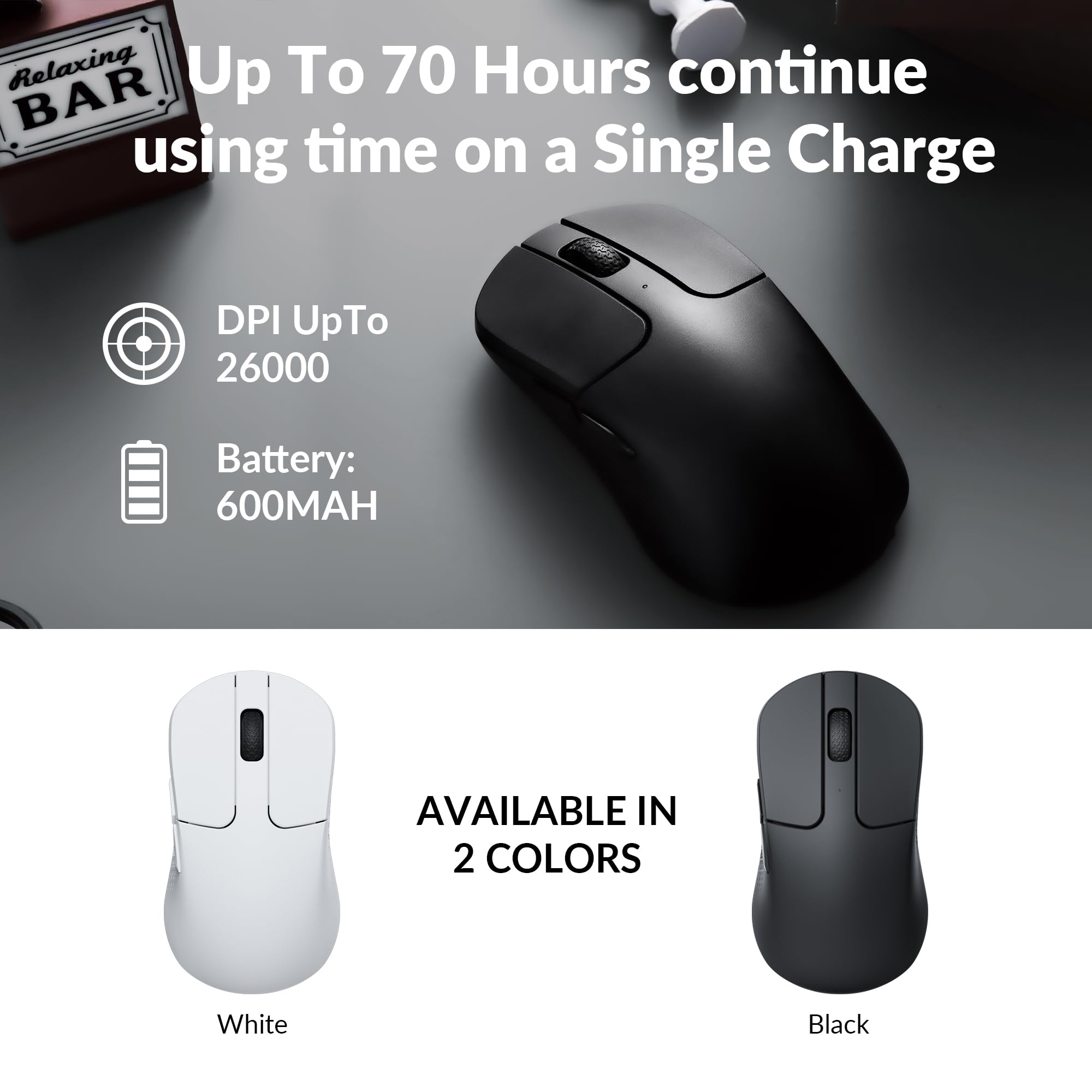 Keychron M3 Mini Kabellose optische Maus, Bluetooth 5.1/2,4 GHz/USB-C, 1000 Hz Abtastrate, PixArt 3395, 26 000 DPI/650 IPS, Programmierbarer, 55g Ultraleicht, für Windows, Mac und Linux – Schwarz