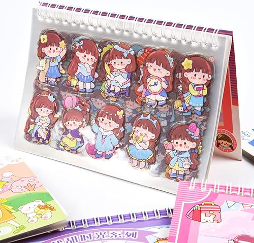 EAMOTOL - Libro de calcomanías Kawaii para diario - 500 piezas30 hojas de dibujos animados lindos animales para recortar álbumes de recortes