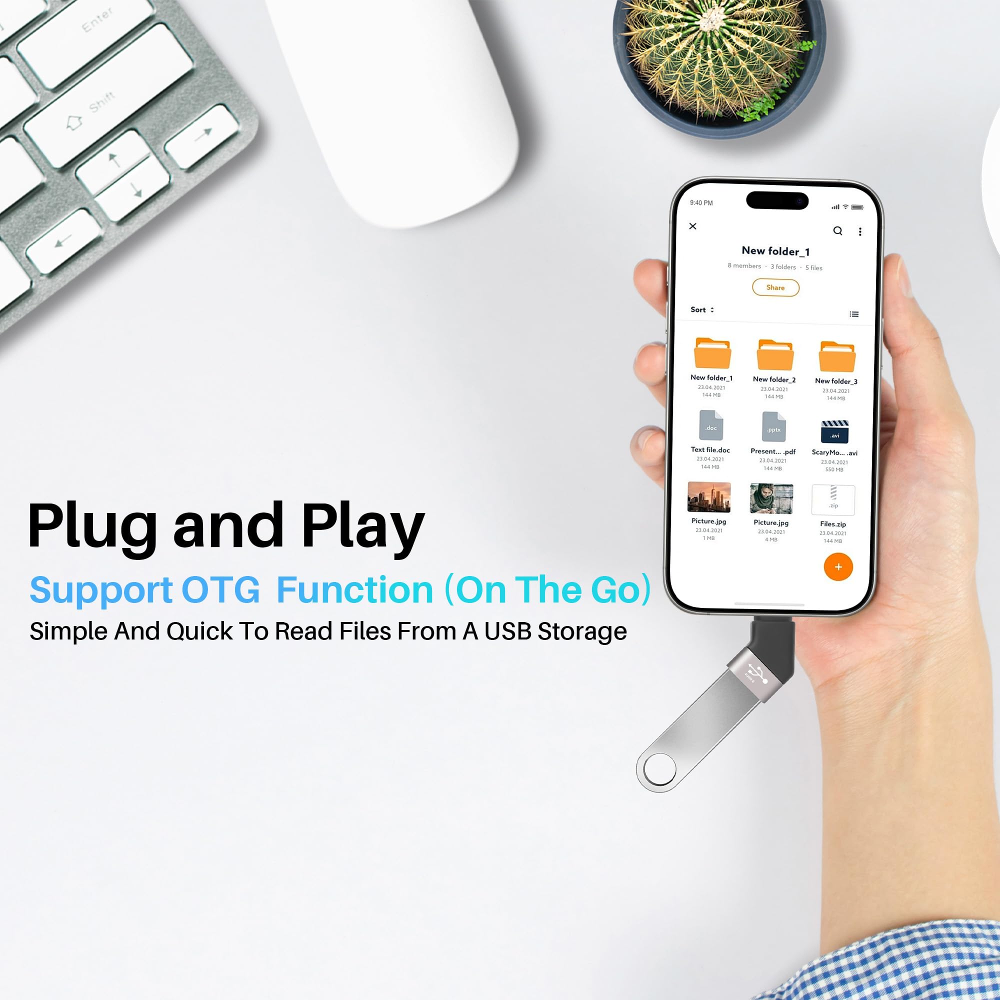 Adapter USB-C na USB 4-pak, [konstrukcja kątowa 45 stopni, zastosowanie obok siebie] 2 x USB C 3.1 męski na żeński i 2 x złącze USB C 3.1 męskie na USB A żeńskie złącze konwertera OTG obsługuje
