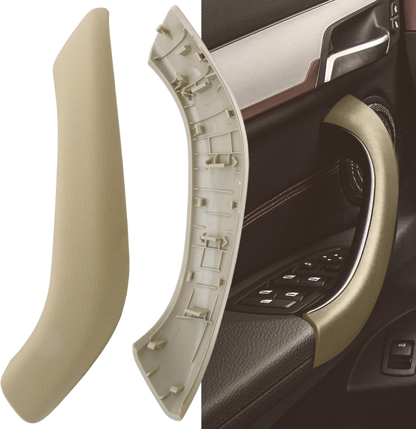 2 Pcs 5141 7417 511 Interior Door Handle Outer Covers, Replacement for BMW X1 X2 F48 F49 F39 2016-2020, Replaces 5141 7417 512 (Beige)
