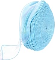 Vista 25 de MECCANIXITY Cinta de Organza Transparente con Alambre Brillante de 2 3/8" de Ancho, Cintas de Gasa Iridiscente Pastel de 3 Yardas Color Beige