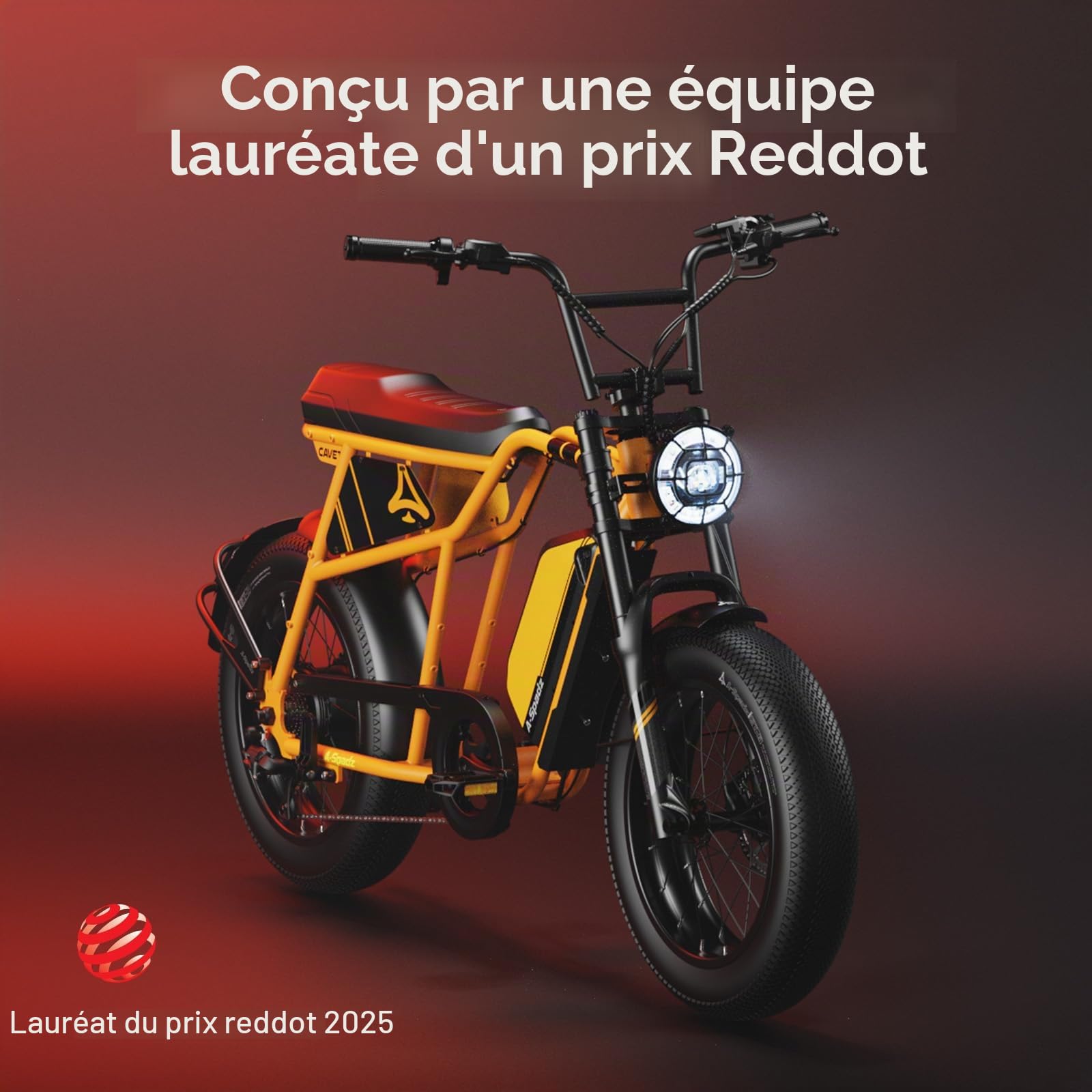 Cavet Air Vélo Électrique Fat Bike 20" 48V 250W 15,6Ah 7 Vitesses Double Siège Écran TFT