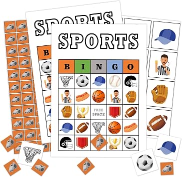 Sports Party Bingo Cards, 24 Player Sports Party Bingo Game for Family Adult, Sport Parties Favor, Large Group Parties Celebration Activity -11