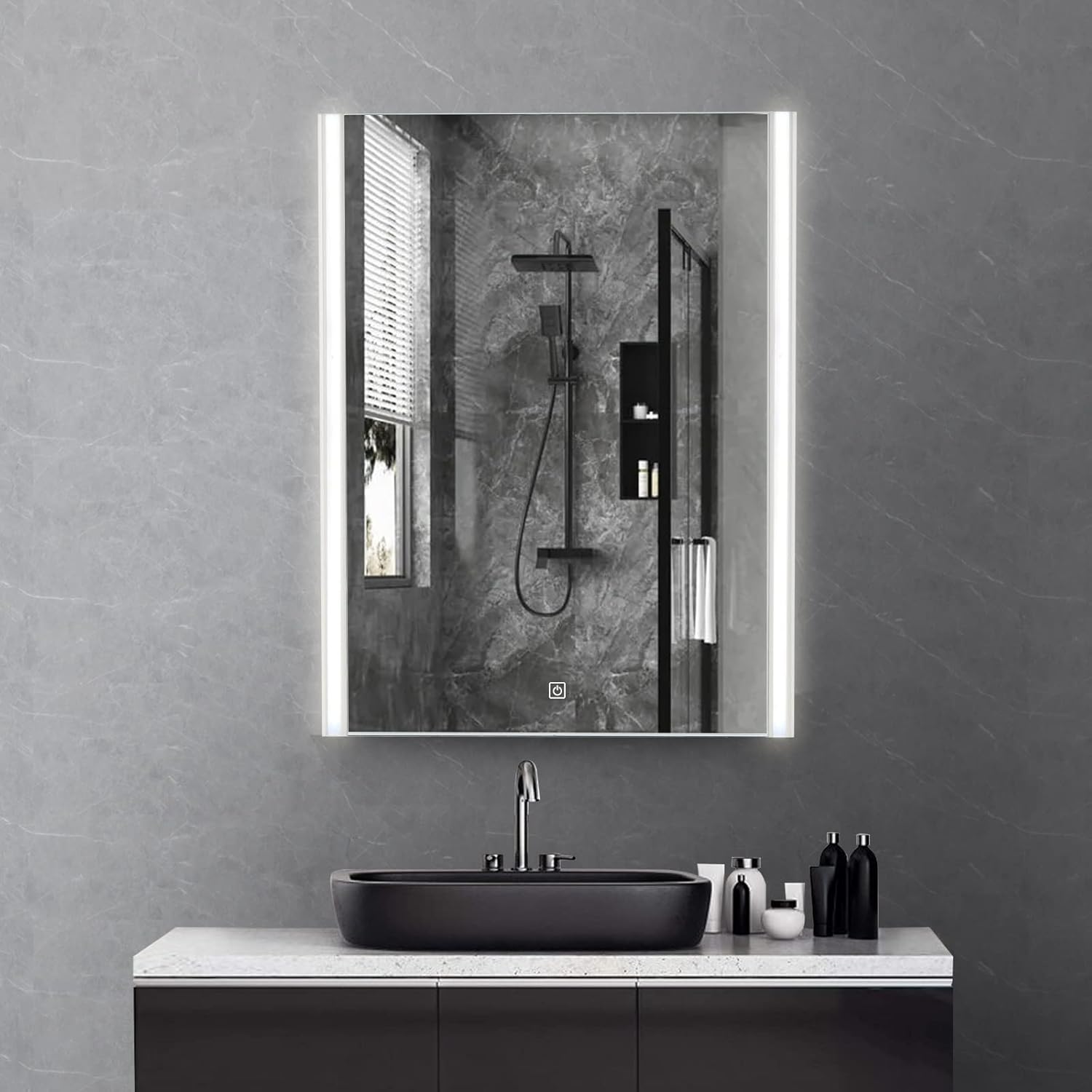 OFCASA LED Bathroom Mirror 60 x 80 cm Wall Mounted Vanity Mirror with Touch Sensor LED Makeup ...