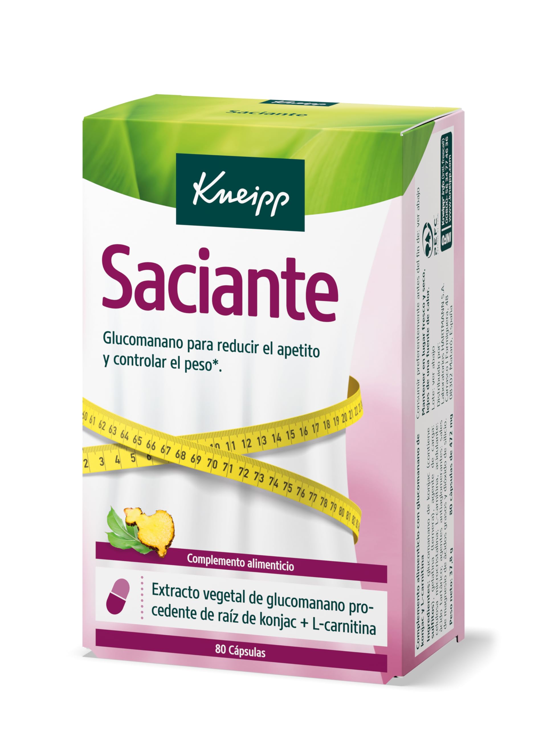 Kneipp Saciante Konjac Control de Peso, 80 cápsulas 80 unidad (Paquete de 1)