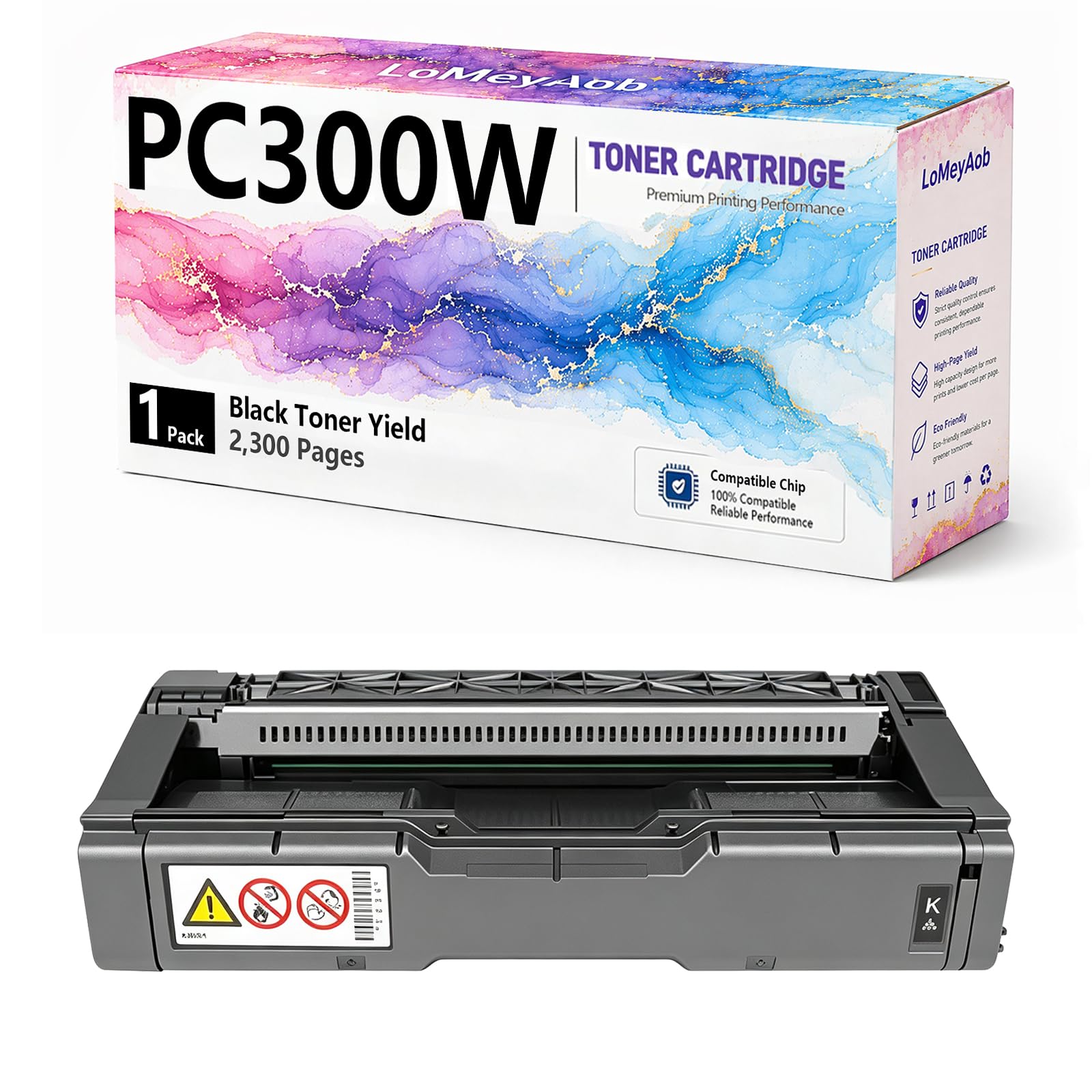 Cartuccia di toner PC300W, sostituzione nera ad alta resa per la stampante Ricoh LaserJet MC25OFW MC25OFWB MC251FWP C300W PC301W PC311W, Stampe ad alta velocità, 2300 pagine ,1Pack