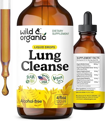 Miniatura 10 de Wild & Organic Tintura de limpieza pulmonar, extracto de hoja de gordolobo para los pulmones, suplementos de desintoxicación a base de hierbas,
