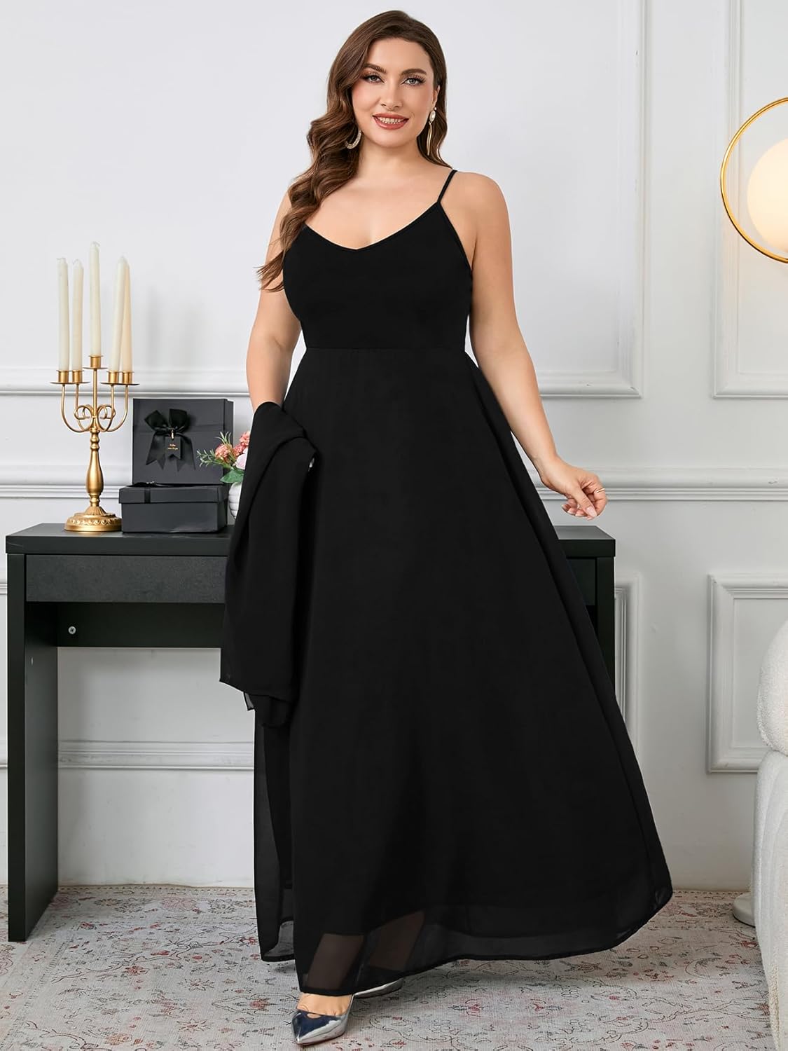 Plus Size Elegant Chiffon Dress Formal Long Cape Sleeve A Line Maxi Evening Gown Wedding Guest Cocktail Dresses - Image 2