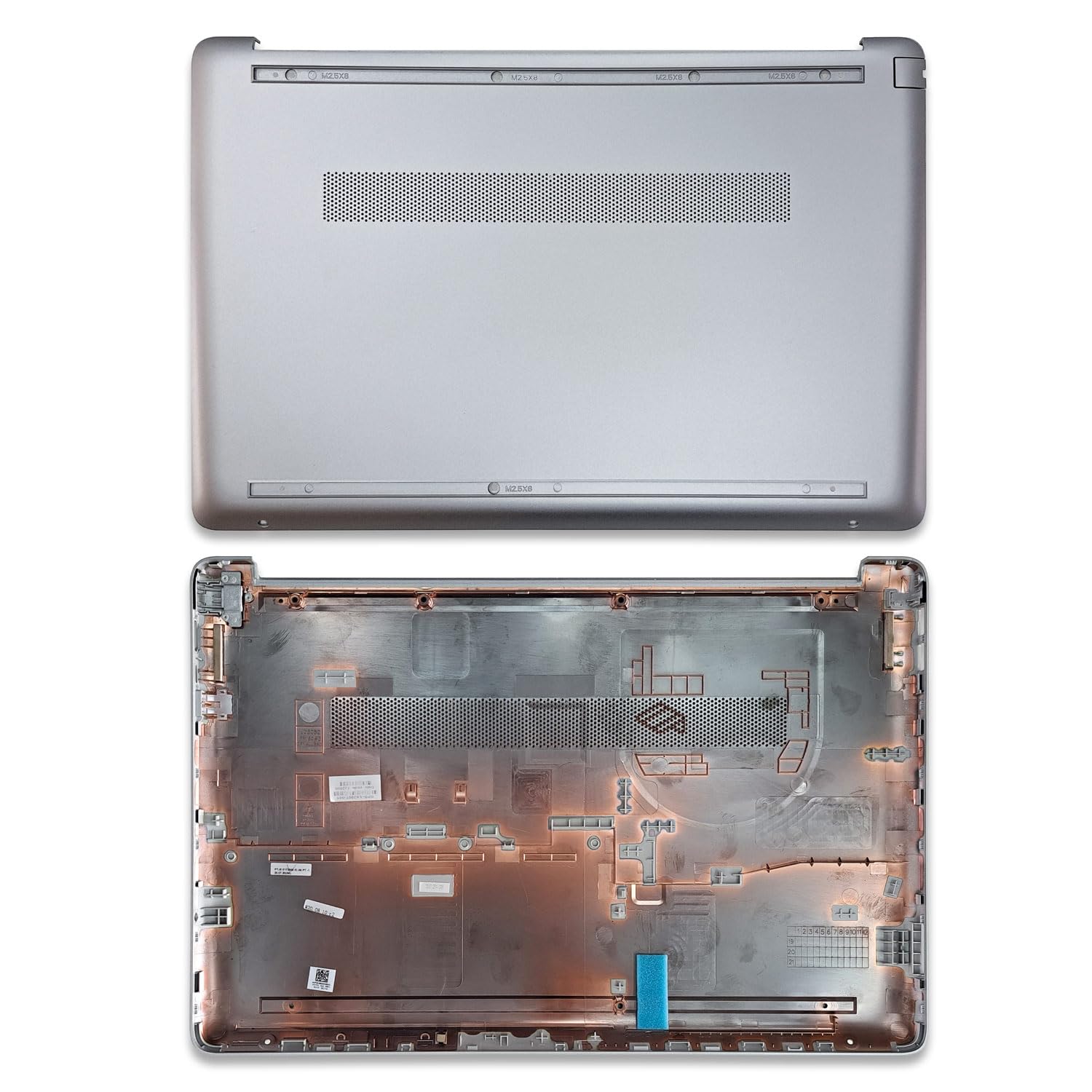 new net - Scocca Inferiore Cover Bottom Case Chassis Compatibile con HP 15-dw0119nl, 15-dw0120nl, 15-dw0122nl, 15-dw0123nl, 15-dw0124nl, 15-dw0125nl, 15-dw0129nl, 15-dw0133nl Silver