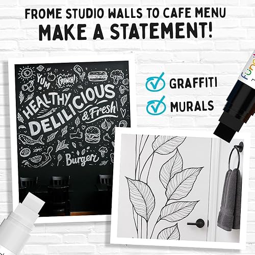 Miniatura 5 de 4 marcadores de póster jumbo (0.59 pulgadas, blanco, negro, dorado y plateado), marcadores de pintura acrílica gruesa para madera, vidrio, metal,