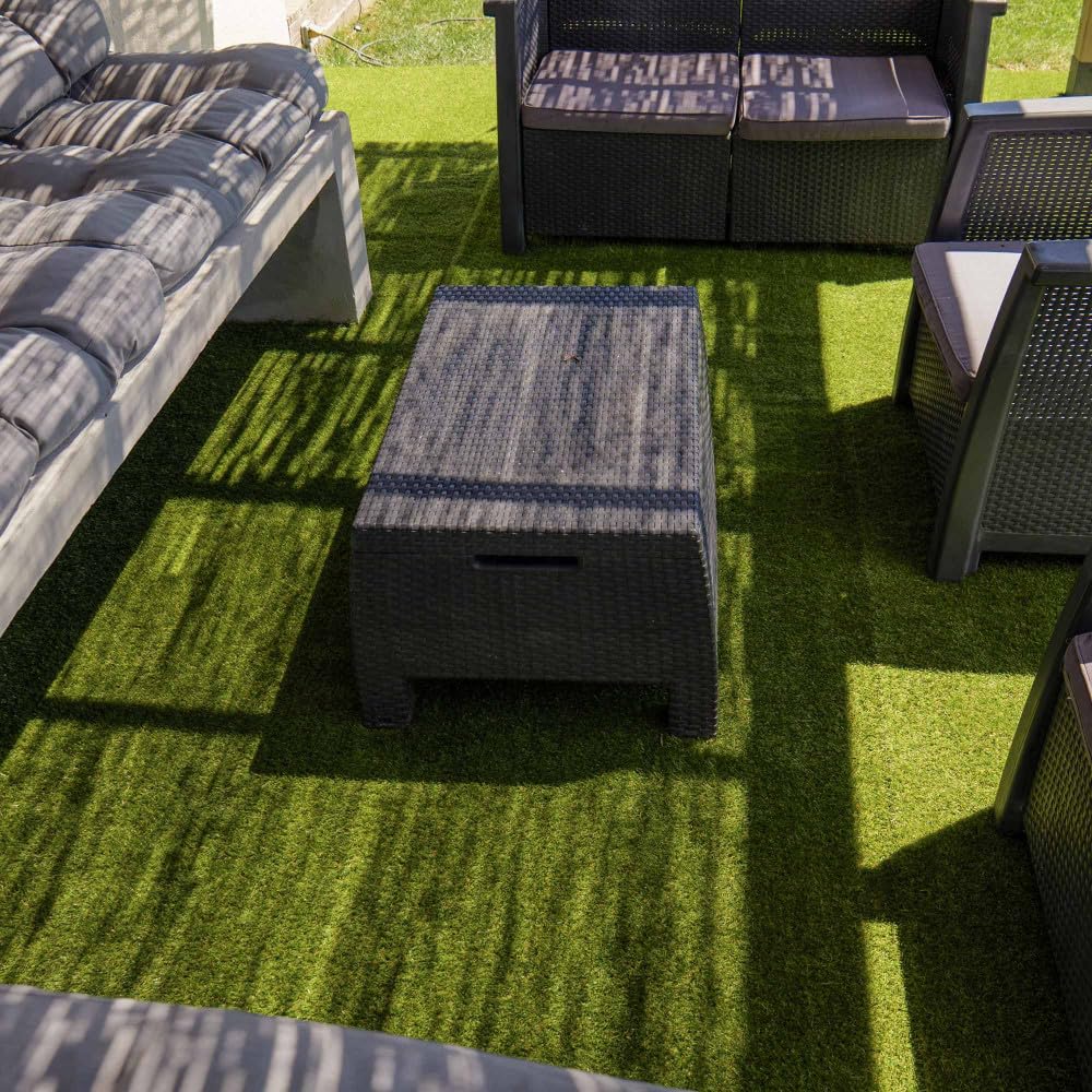 Oxeo Gazon synthétique Artificiel Rouleau 8m2-1230g/m2 - Épaisseur 2cm - Pelouse synthétique Balcon, terrasse - Effet Naturel
