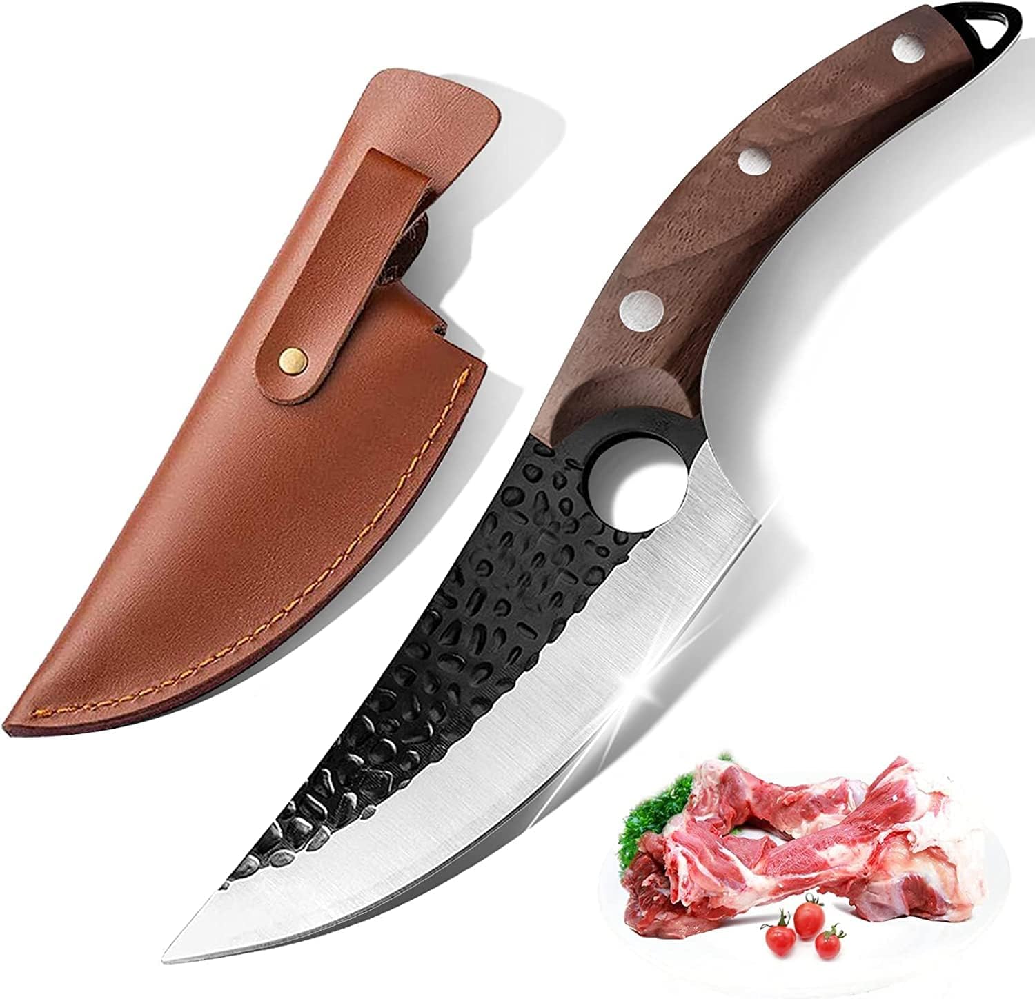 Butcher Knife, Japa knives Caveman Ultimo Knives Meat Cutting Chef Cleaver Camping Fillet Portable Survival Bushcraft Belt Knife Ultra Sharp Cutlery with Sheath for Kitchen and Home (Brown)