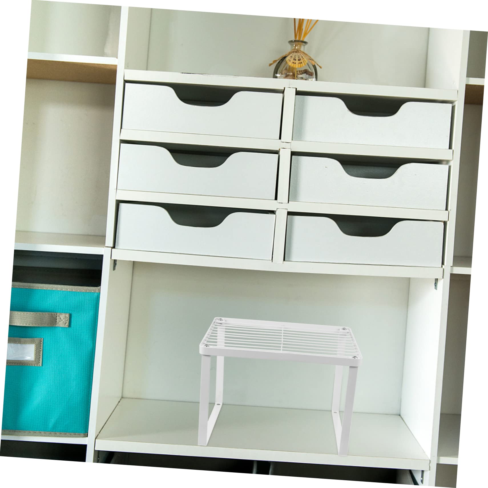 SHOWERORO 1pc Wardrobe Layering Shelf Iron Partition Rack for Closet Organization Perforation Design Storage for Clothes Shoes Sundries for Kitchen Pantry Use