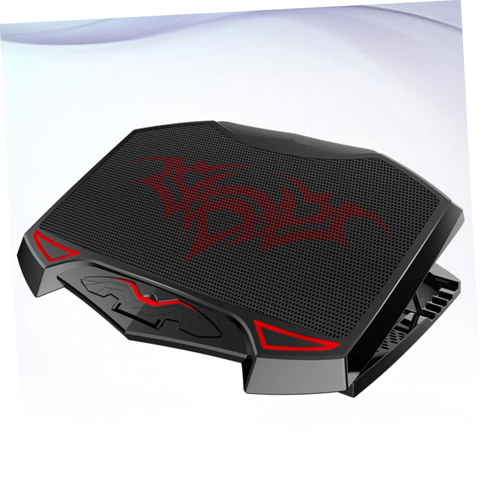 VALICLUD Refroidisseur PC Portable Silencieux avec Ventilateurs LED Rouges Support Ajustable et Double Port USB Base Métal pour Dissipation Thermique Compatible Notebook Version Noir