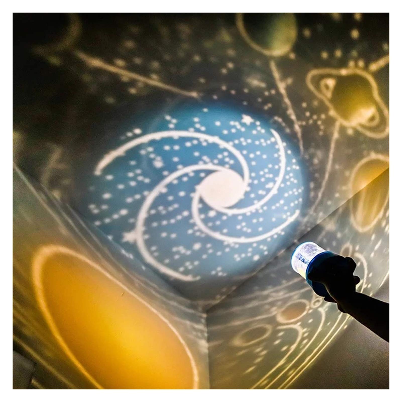 Colorful Star Projector Night Light, Star Light Projector for Bedroom, Skylight Projector with Cartoon Pictures, Night Light for Kids Make Sleep Peacefully, Best Gift (Color : Yellow, Size : D)