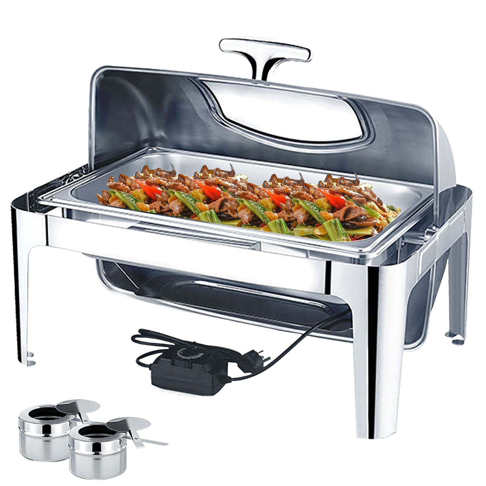 Calienta Platos Electrico Calentador Buffet, 9L Servidor de Buffet Calientaplatos con Punzonado o Palet Ordinario para Mantener Alimentos Calientes, Chafing Dish Temperatura Regulable