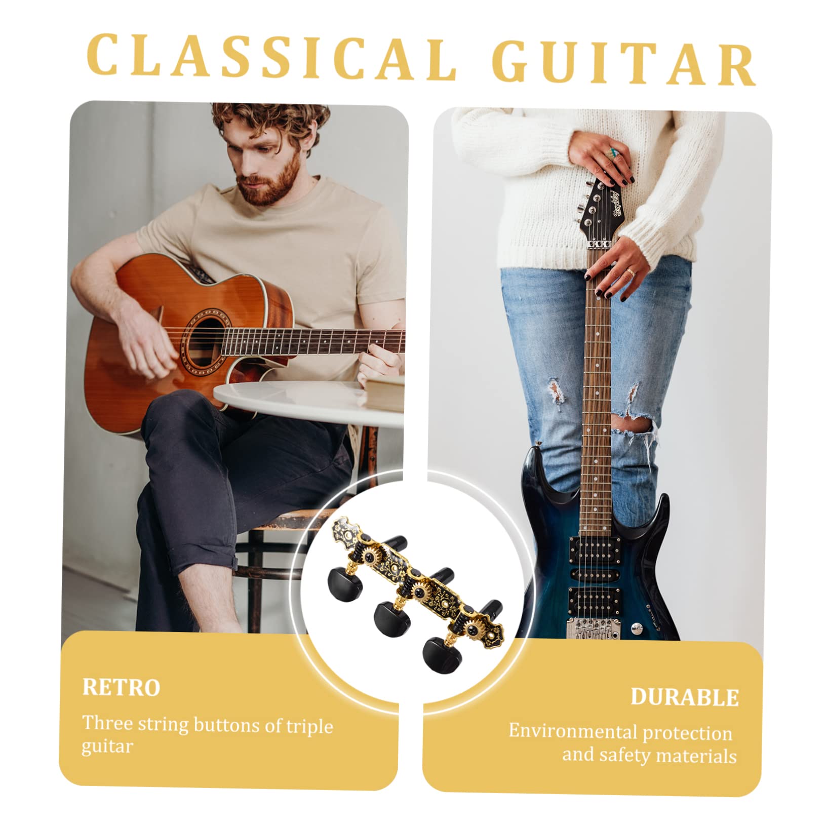 Toyvian 2paare Klassische Gitarrenstimmmechaniken Aus Präzise Stimmwirbel Für Klassische Gitarren Leicht Und Benutzerfreundlich Für Austausch Alter Stimmknöpfe