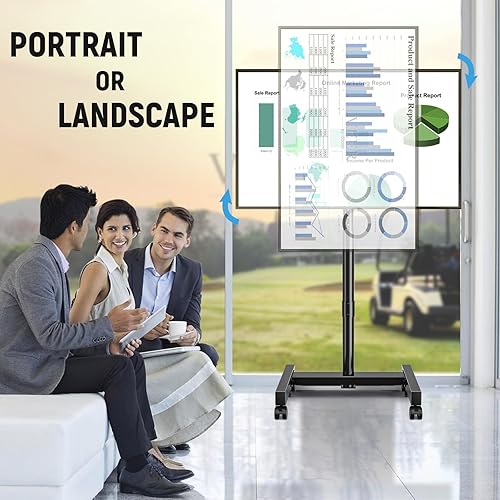 Miniatura 3 de Carrito de TV móvil con ruedas para pantallas de 13 a 50 pulgadas, soporte giratorio e inclinable, vertical a paisaje, soporte de TV portátil de