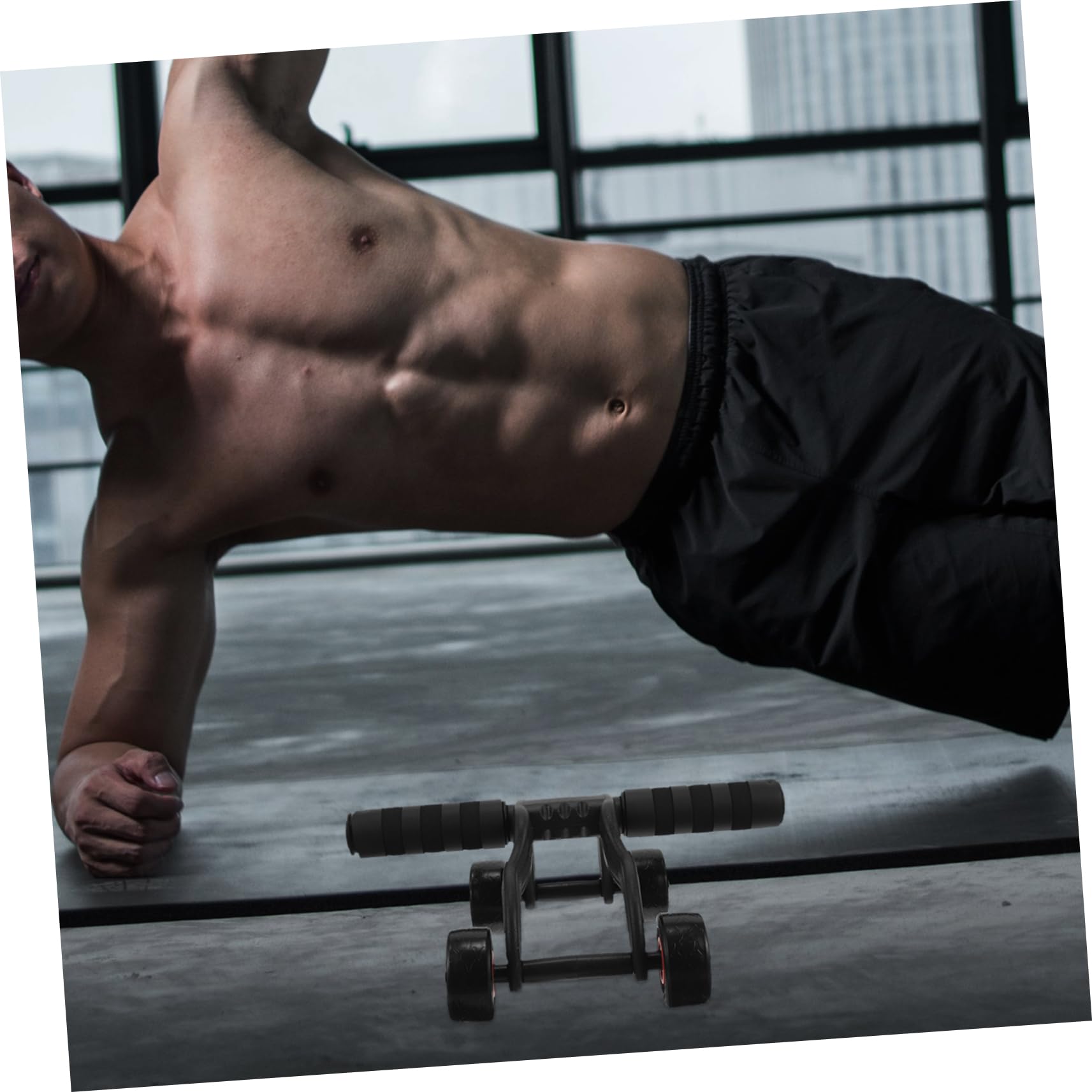 POPETPOP 1pezzi Ruota Addominale Fitness Con Maniglie Antiscivolo Esercitatore Per Addominali e Gambe Attrezzatura Per Palestra Casa Di Peso Per Allenamento Uomo e Donna