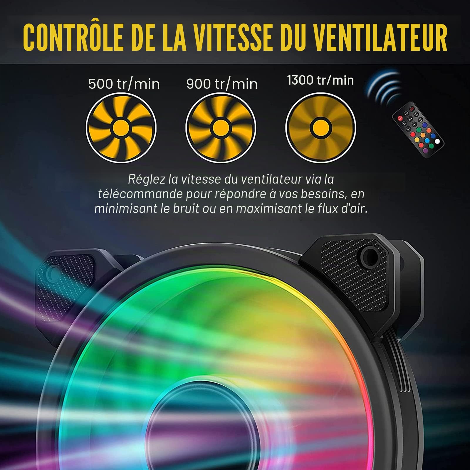 ELLENNE 6 ventilateurs blancs LED ARGB colorés PC Case 120 mm FAN WHITE HUB LED RGB avec télécommande Aura SYNC 3 broches SILENCIEUX FLUSSE D'AIR ÉLEVÉ POUR REFROIDISSEMENT DESKTOP