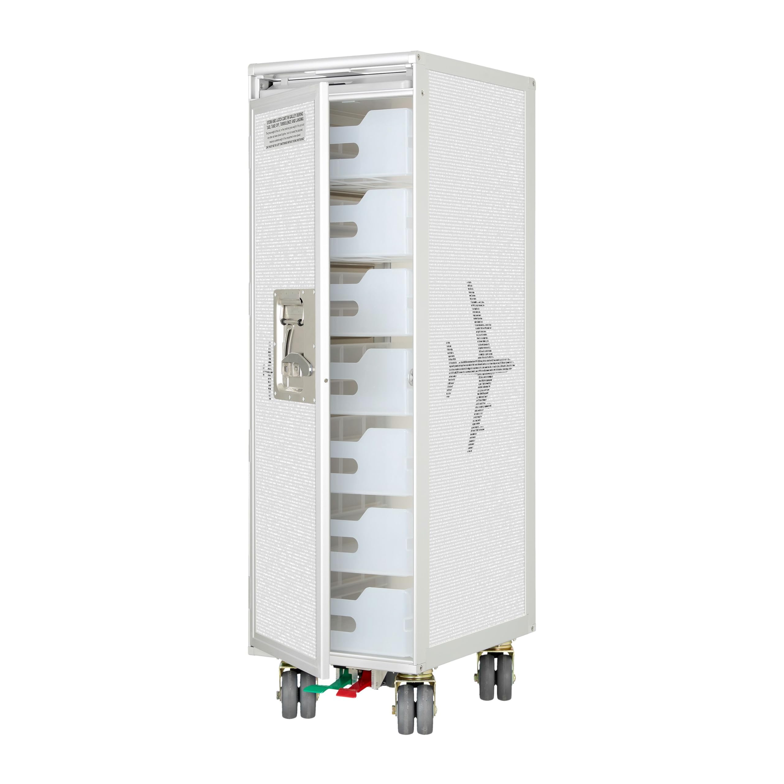 Airline Trolley Aviation, Büroschrank, Getränkewagen Flugzeug, Aktenschrank Metall, Küchenwagen mit Rollen, Norm: Atlas, 103 x 30,5 x 40,5, Flugzeugtrolley, Grau, 7 Einschübe