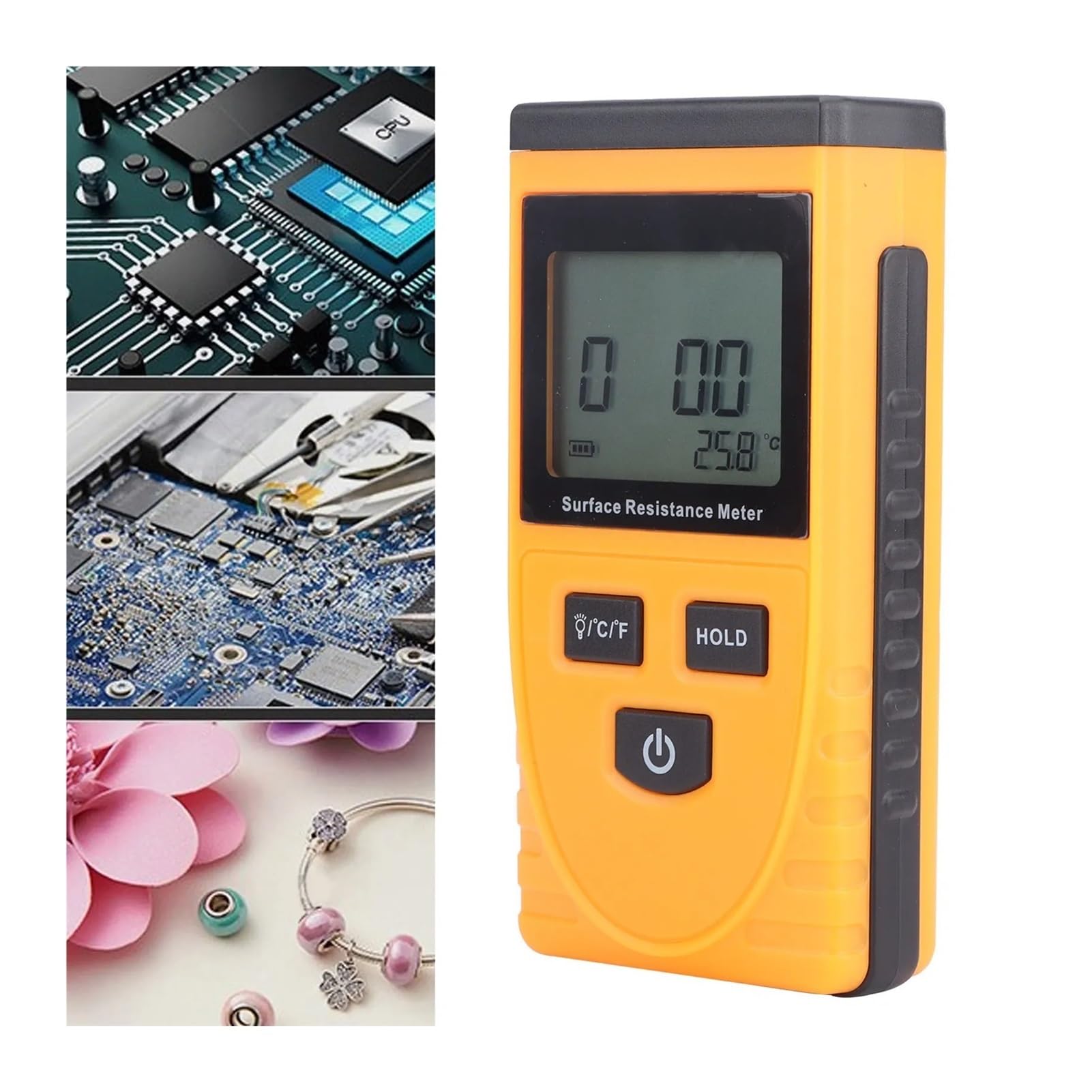 GM3110 Tester rezystancji Przenośny miernik rezystancji antystatycznej z wyświetlaczem LCD i cyfrowym wyświetlaczem