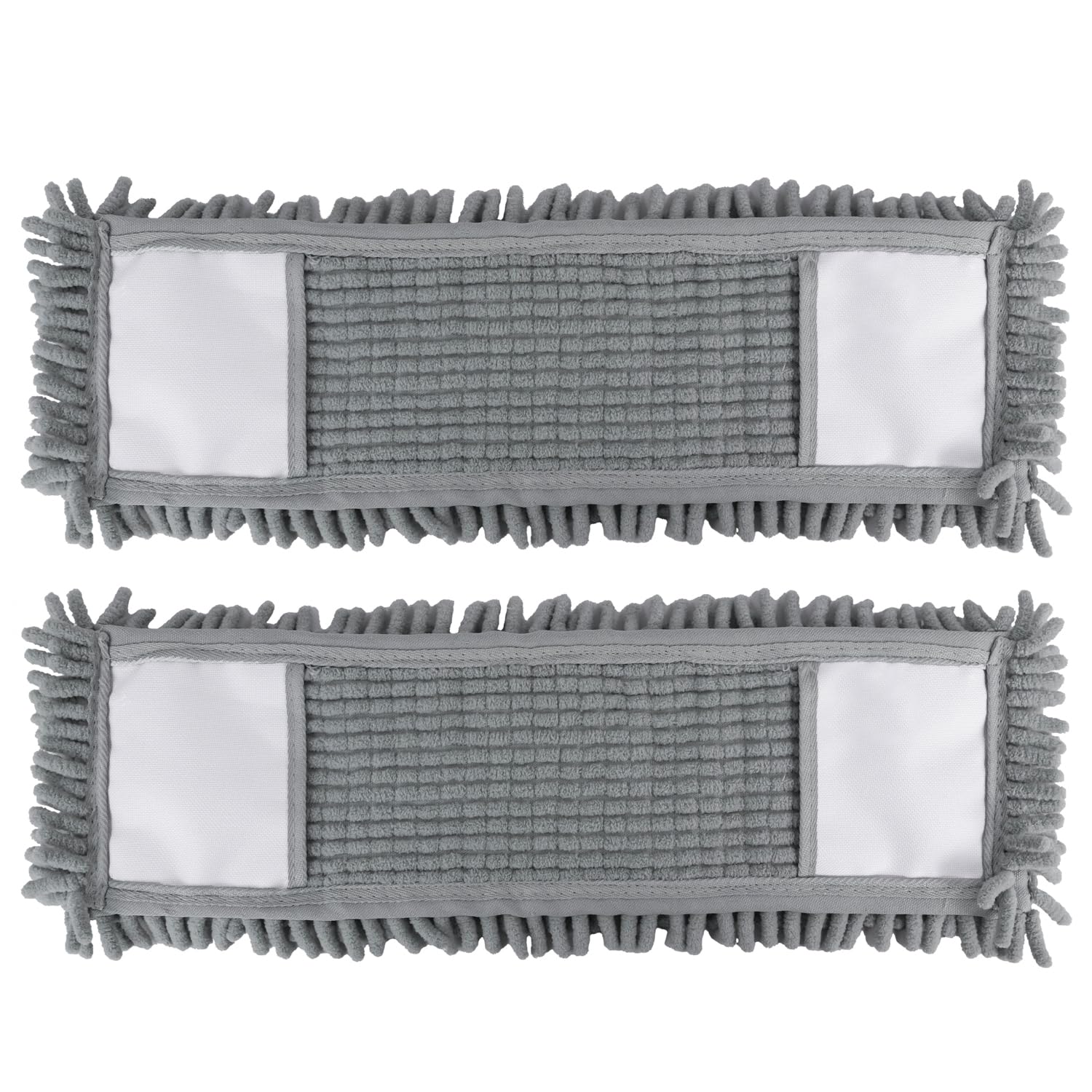 JVL Chenille Mop Replacement Cleaning Pad – Machine Washable Microfibre Refill – Grey (Pack of 2)