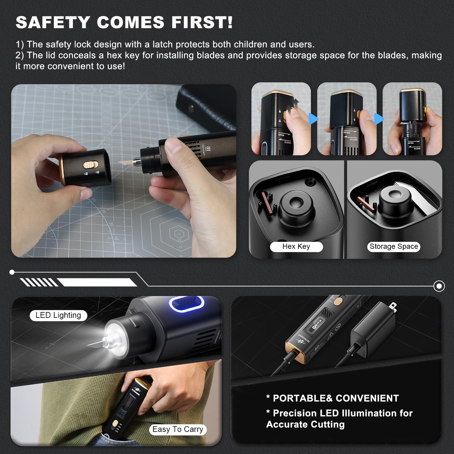 40KHz Ultrasonic Cutter Knife Pro, Handheld Craft Cutting Tool for