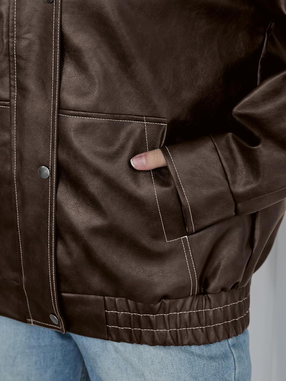 Trendy Queen Womens Oversized Leather Jackets Fall Motorcycle Bomber Winter Coats 2026 - Image 5