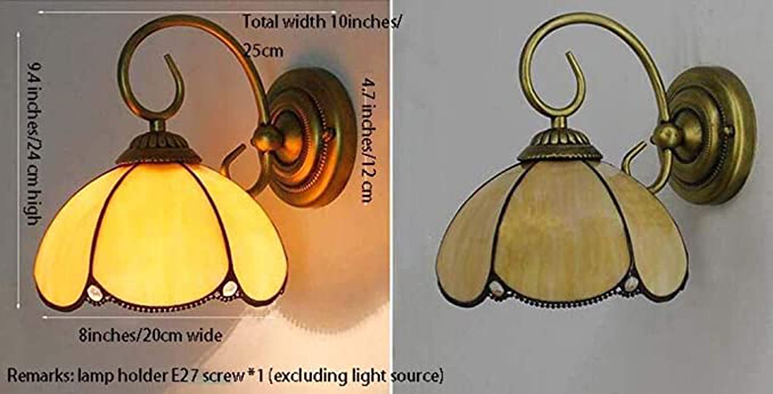 Lámpara De Pared, Iluminación De Estilo Tiffany, Pantalla De Vidrio Retro, Lámpara De Pared De Bronce, Interior De La Sala De estar