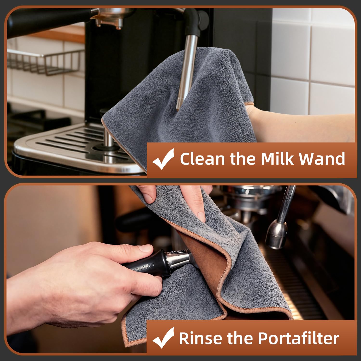 puiaxod 3 pezzi Set di Strofinacci da Barista, 30x30cm Panni in microfibra doppio lato, Panno per la Pulizia di Macchine da Caffè, Strofinacci Altamente Assorbenti