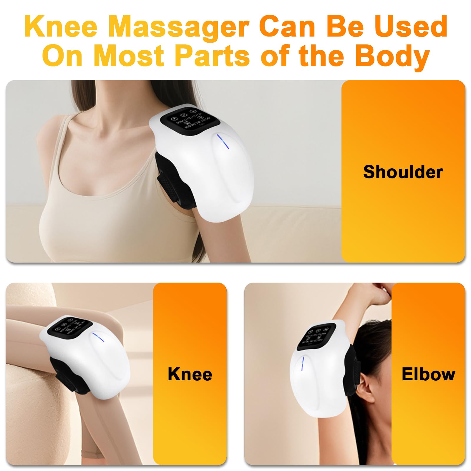 Knie Massagegerät Schnurloses, Infrarot Wärme Knie Massagegerät mit Vibrationsmassage Infrarot, 4 Heizstufen, 4 Vibrationsstärken, LCD Touch bei Arthritis, Schwellungen, Steifheit, Muskelverletzung