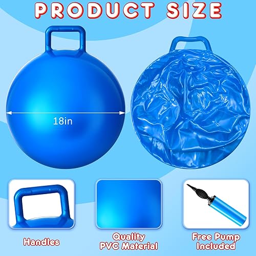 Miniatura 2 de Lewtemi 3 pelotas de salto de salto, pelota de ejercicio con mango y bomba de aire para deportes al aire libre, juegos escolares, ejercicio (serie