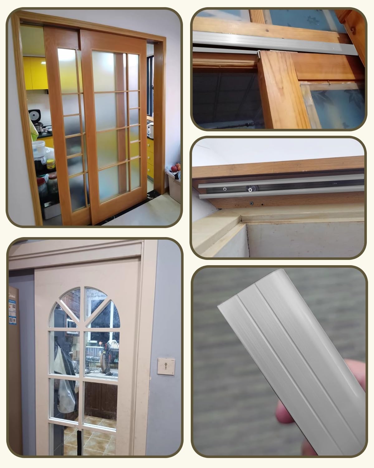 Kit de herrajes para puerta corredera para puertas de garaje de granero, plegables y techos con soporte de riel y ruedas