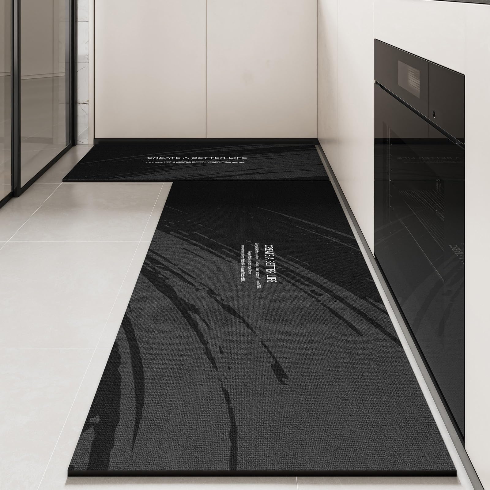 Tapete de cocina negro de 60x90 cm superabsorbente e impermeable para el fregadero