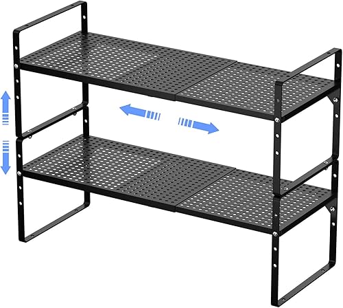 ARCCI Organizador de estantes de gabinete de cocina expandibles, estantes de almacenamiento de despensa de metal, estante ajustable para gabinetes,