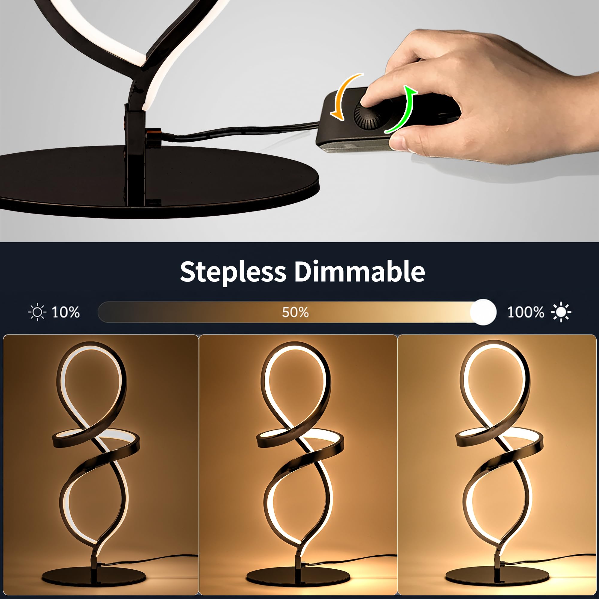 Modern Spiral LED Table Lamp - Black -2 Modern Spiral LED Table Lamp - Black -2