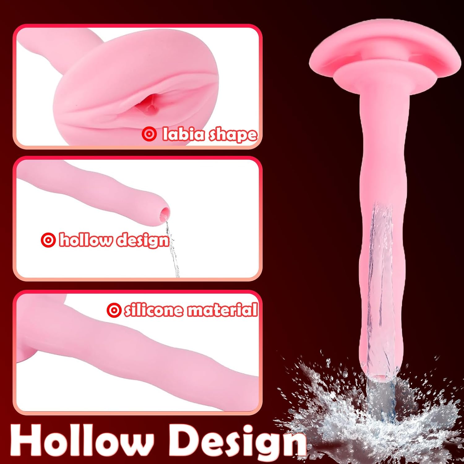 Pink Pussy Chastity Cage Catheter Urethra Sound Penis Plug Toys for Men | Urethral Accessories Hollow Design Male Devices Masturbation Rod Cock Part Urethra Training BDSM Toys for Gay Sissy