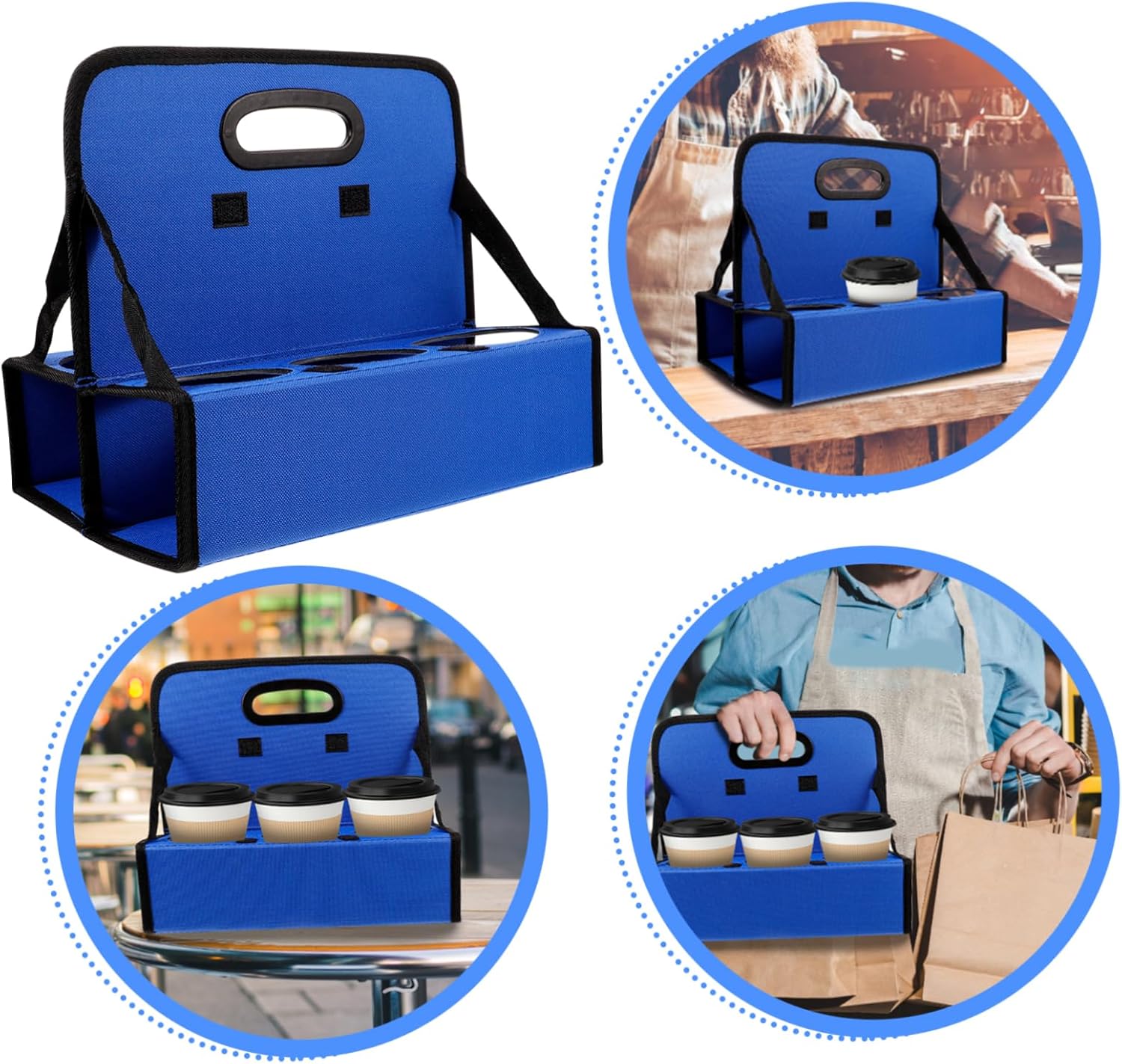 Reusable Drink Carrier with Handle Foldable Beverage Holder for Hot Cold Drinks Stylish Insulated Cup Carrier for Takeout Safe Spacious