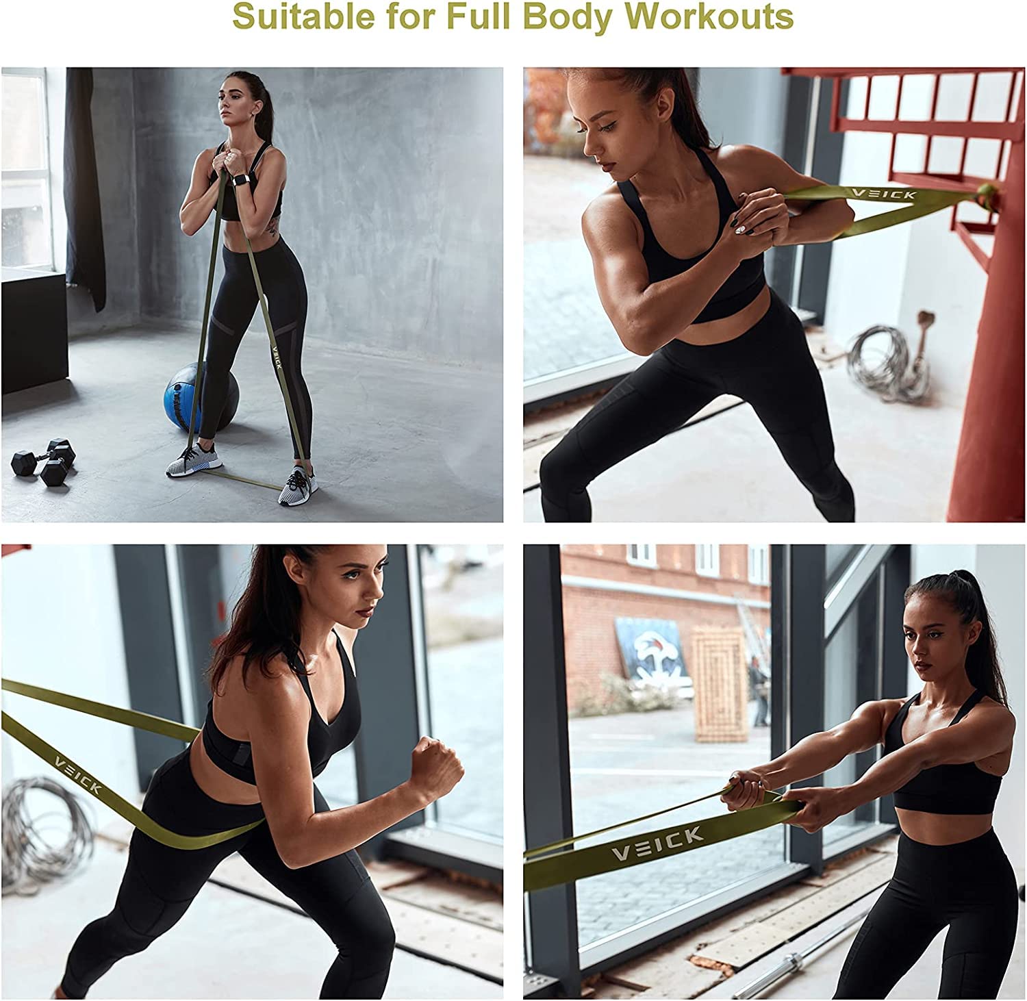 VEICK Widerstandsbänder für Workout, Übungsbänder, Workout-Bänder, Klimmzughilfebänder, langes schweres Stretchbänder-Set für Männer und Frauen, Power-Gewicht-Fitnessgerät zu Hause