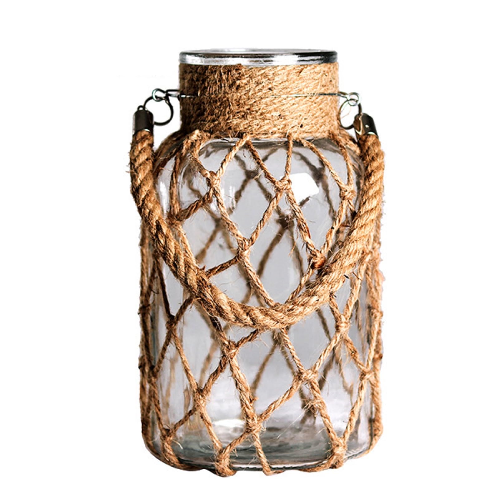 Jarrones de Vidrio para Flores con Cuerda, Jarrones de Flores de Cristal Claro, Florero de Flores Decorativas Botella de envase Floral, Decoración Flores Botella de Vidrio,B