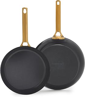 Nonstick Reserve Pro 10” & 12” Frying Pan Set, NSF Certified Ceramic, Hard Anodized PFAS-Free Skillets, Stainless Steel Handles, Oven & Dishwasher Safe, Black