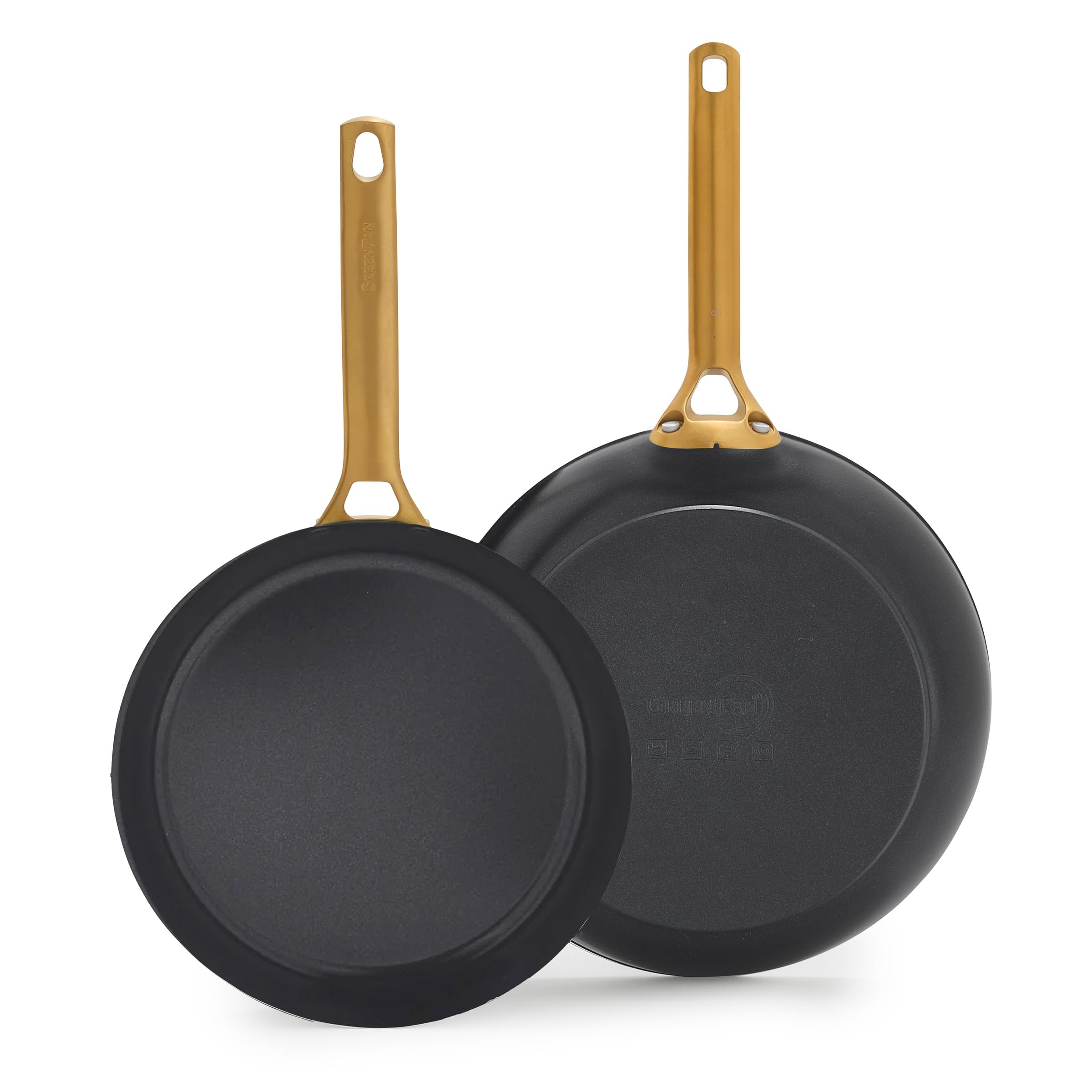 Greenpan Black Nonstick Reserve Pro 10” & 12” Frying Pan Set, Nsf Certified Ceramic, Hard Anodized Pfas-Free Skillets, Stainless Steel Handles, Oven & Dishwasher Safe,