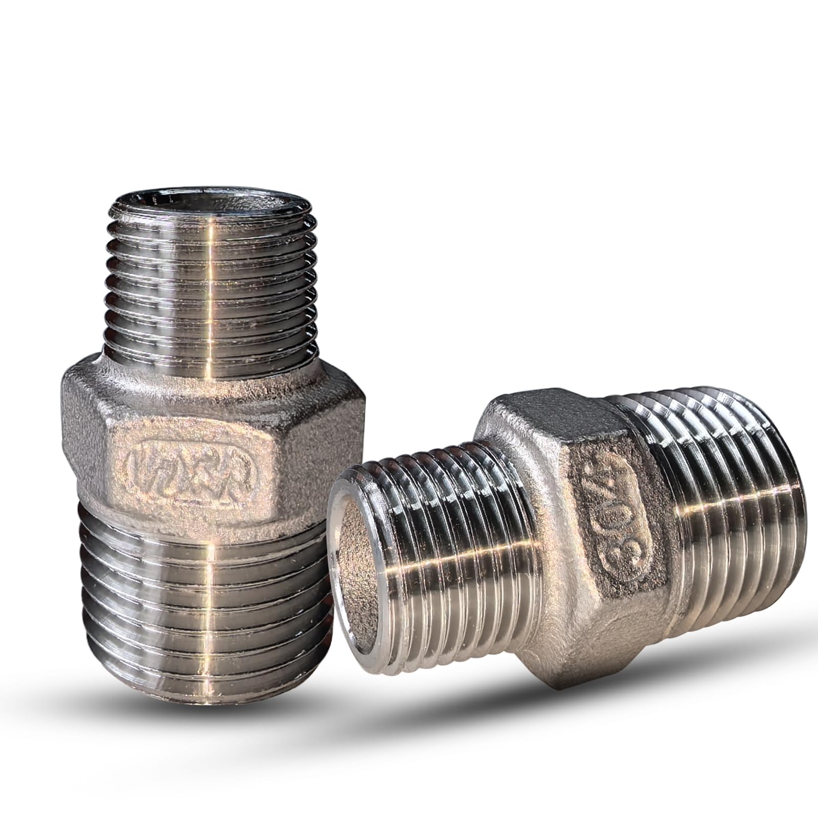 View 1 of ***STOCK IMAGE FOR REFERENCE***
Luventuia 2pcs 1/2" NPT x 3/8" NPT Stainless Steel Reducing Nipple