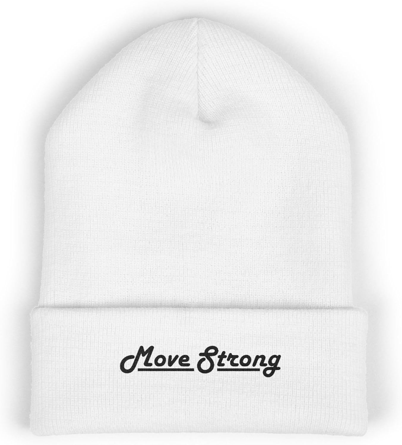 Premium Classic Cuffed Beanie Hat Gift with 'Move Strong' Embroidery