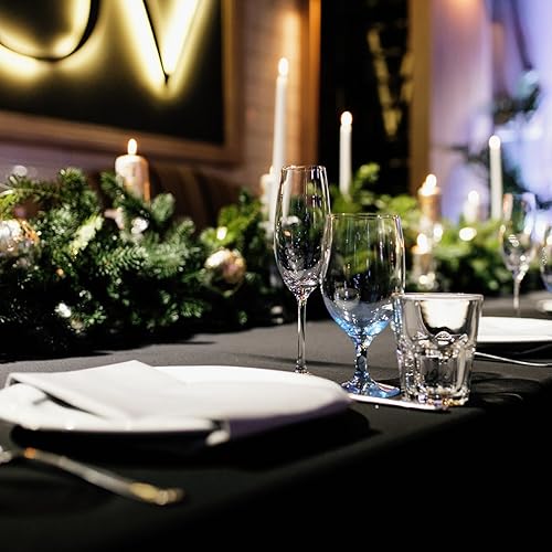 Miniatura 7 de Fixwal Manteles ajustables, paquete de 2 manteles negros para mesas de 4 pies, ropa de mesa de tela lavable para bodas, ferias comerciales, fiestas